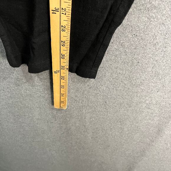 Susan Graver Petite Pure Easy Linen Utility Crop Pant Black, Petite XX-Small - Picture 4 of 11